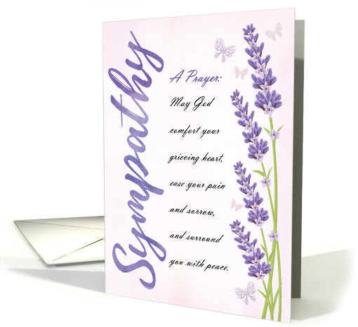 Sympathy May God Ease Your Pain with Butterflies and Lavender card