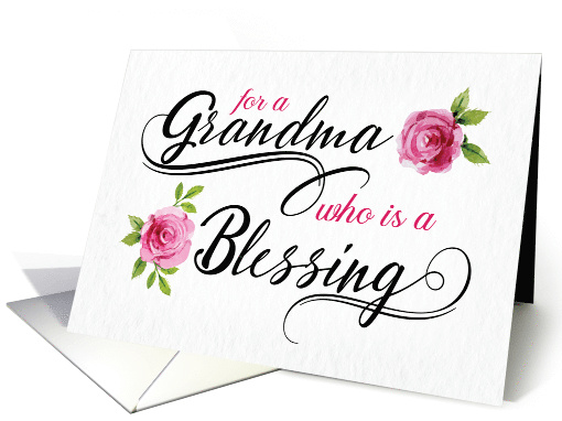 Thinking of a Grandma Who is a Blessing with Watercolor Roses card