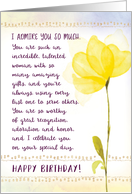 Birthday for Her I Admire You So Much with Yellow Watercolor Flower card