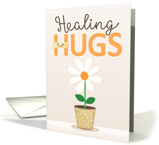 Healing Hugs Get Well Soon with Watercolor Daisy in Pot card (1729516)