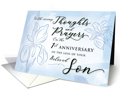 Sympathy 1 Year Anniversary Loss of Son Thoughts and Prayers card