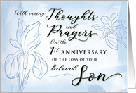 Sympathy 1 Year Anniversary Loss of Son Thoughts and Prayers card