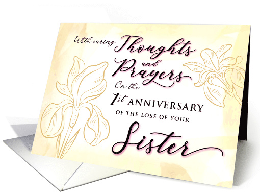 Sympathy 1 Year Anniversary Loss of Sister Thoughts and Prayers card
