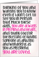 Thinking of You Friend You are Always in My Mind and Heart card