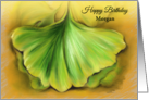 Personalized Name Birthday Ginkgo Autumn Leaf Pastel Art M card