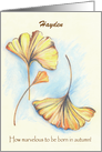 Custom Name Birthday Golden Autumn Ginkgo Leaves Art card