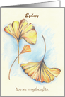 Custom Thinking of You Golden Autumn Ginkgo Leaves Art card