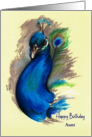 Custom Relative Aunt Birthday Peacock Pastel Bird Art card