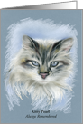 Custom Anniversary of Loss of Pet Gray Long Haired Cat Portrait card
