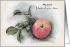 Custom Friend Thinking of You Autumn Apple and Acorns Pastel Art card