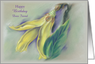Custom Friend Birthday Forsythia Blossom Pastel Art card