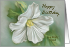 Custom Birthday for Friend White Begonia Flower Art card
