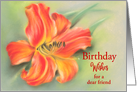 Custom Birthday Orange Daylily Flower Pastel for Friend card
