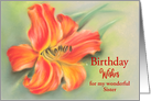 Custom Birthday Relative Sister Orange Daylily Flower Pastel card