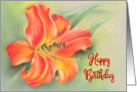 Orange Daylily Flower Pastel Art Happy Birthday card