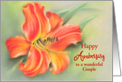 Custom Couple Wedding Anniversary Orange Day Lily Pastel card
