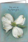 Personalized Thinking of You Dogwood White Spring Floral Pastel Art card