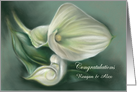 Personalized Names Marriage Congratulations White Calla Lilies Pastel card