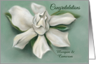 Personalized Names Marriage Congratulations Gardenia White Floral Art card