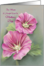 Pink Pastel Hollyhocks Floral Art Custom Mothers Day for Mom card