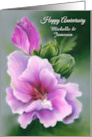 Custom Names Wedding Anniversary Rose of Sharon Hibiscus Pastel card