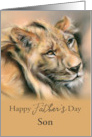Custom Fathers Day for Relative Son Male Lion Portrait Pastel Art card