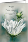 Custom Wedding Anniversary White Cosmos Flower Pastel Art card