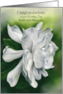 Personalized Names Wedding Congratulations Gardenia White Floral Art card