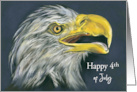 Happy 4th of July Bald Eagle with Open Beak Profile Portrait Art card