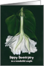 Custom Wedding Anniversary White Moonflower Floral Pastel Art card