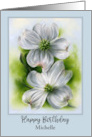 Custom Name Birthday White Dogwood Pair Spring Flower M card