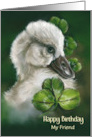 Friend Birthday Swan Chick Pastel Bird Art Personalized card