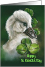 Happy St Patricks Day Swan Chick Pastel Bird Art card