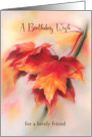 Birthday Wish for Friend Autumn Red Maple Leaves Art Personalized card