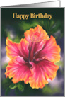 Happy Birthday Hibiscus Colorful Tropical Flower Personalized card