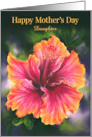 Mothers Day for Daughter Hibiscus Colorful Tropical Flower Custom card