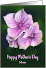 Mothers Day for Mom Pink Hydrangea Flowers Pastel Personalized card