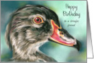 Birthday for Friend Wood Duck Bird Art Personalized card