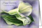 Marriage Anniversary Personalized Names Calla Lilies on Purple Floral card