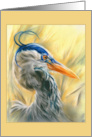 Any Occasion Blue Heron in Reeds Pastel Bird Art Blank card
