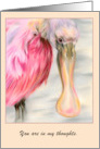 Thinking of You Roseate Spoonbill Water Bird Art Custom card
