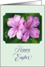 Happy Easter Azalea Pink and Magenta Flowers Pastel Art card