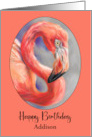 Birthday for Personalized Name Colorful Flamingo Bird Art Profile A card