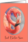 Feel Better Soon Flamingo Tropical Bird Art Profile card