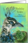 Birthday Wishes for Friend Peahen Bird Portrait Art Personalized card