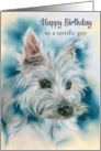 Birthday for Him White West Highland Terrier Dog Portrait Custom card