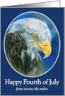Fourth of July from Across the Miles Bald Eagle Blue Custom card