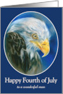 Fourth of July for Him Bald Eagle Blue Personalized card