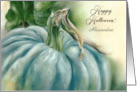 Halloween for Custom Name Blue Pumpkin Pastel Art A card