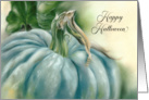 Happy Halloween Blue Pumpkin Pastel Art card